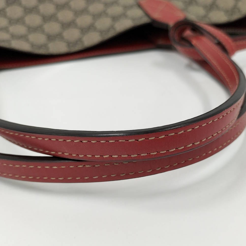 GUCCI Reversible Tote Bag GG Supreme Red Beige - Picture 7 of 9